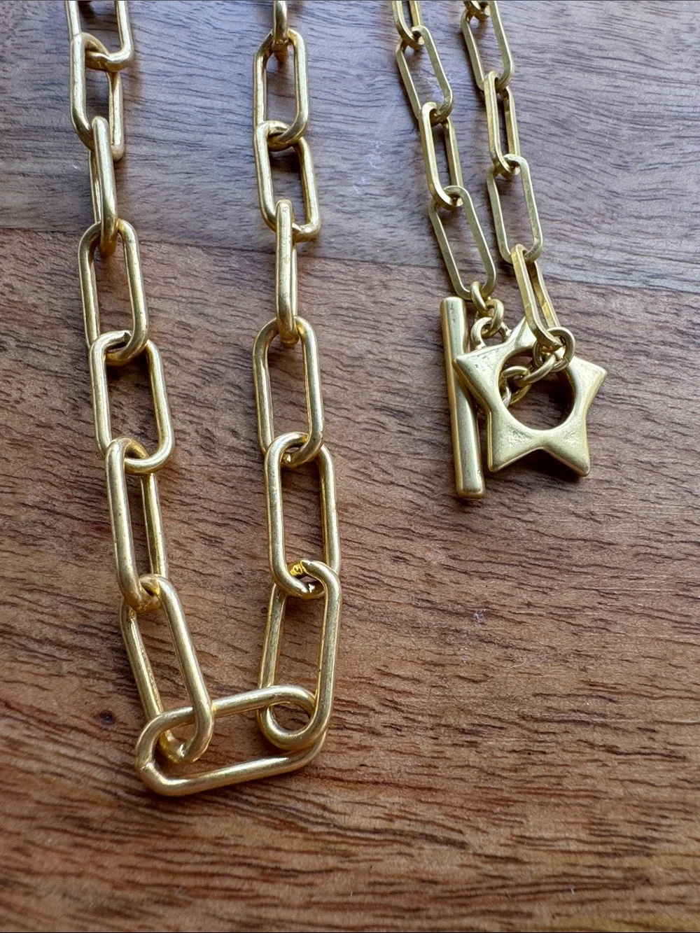 Madewell Gold Paperclip Chain Necklace Toggle Clasp + Star Paperclip Necklace - Picture 3 of 3